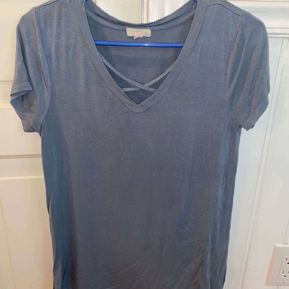 Women’s teal-gray cross front top